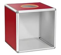 yeeplant Red Raffle Box, 7.9 in Donation Container with Poster, Square Acrylic Voting Box, Metal Frame Lucky Box for Party & Events