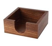 yeeplant Square Sticky Note Holder, Black Walnut Wood Desk Organizer, Front Slot, for 4X4 in/ 10.2X10.2 Cm Notes, Anti-Slip, Office/Student Workspace