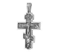 yeeplant Stainless Steel Eastern Orthodox Cross Pendant, 2.3 X 1.2 In, Titanium Chain Necklace, Vintage Style