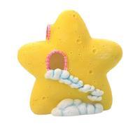 yeeplant Star-Shaped Reptile Hideout, Yellow Resin Lizard Cave for Terrarium Decoration, Turtle Basking Platform, 6.6 oz / 187 g Lightweight, Multi-Purpose Small Pet Decorative Shelter