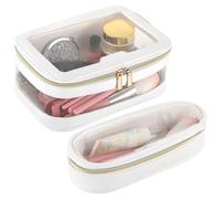 yeeplant Transparent Travel Makeup Bags Set, Waterproof Leather Storage Bags For Cosmetics, Includes Large And Small Pouches With Clear Windows
