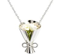 yeeplant Wearable Flowers Necklaces, Mini Bouquet Vase Pendant Flower Holder Necklace, 19.7 in / 45 cm Chain for Real or Dried Flowers, Gift for Wedding Date Daily Wear, Silver