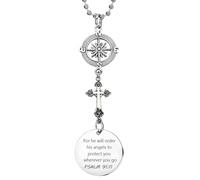 YEEQIN Cross Car Charm Christian Cars Accessories Cross For Car Mirror Hanging Angel Cars Charms New Driver Guardian Angels Gift, Stainless Steel