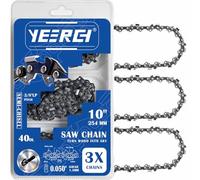 Yeerch 10 Inch Chainsaw Chain 3/8" LP Pitch .050" Gauge 40 Drive Links, Fits for Remington, Greenwork, Sunjoe, Worx, Craftsman and More (3 Chains, Semi-Chisel)