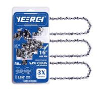 Yeerch 16 Inch Chainsaw Chain 3/8" LP Pitch .050" Gauge 56 Drive Links-Fits for Craftsman, Poulan, Ryobi, Echo, Greenworks and More 16" Saw Chain (3 Chains, Semi-Chisel)