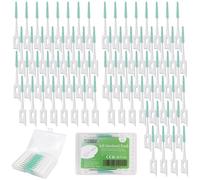 YEERSUO Silicone Interdental Brushes, Toothpick Brush Between Teeth, Floss Brush, Disposable for Cleaning, Toothbrush Cleaning Tool, Green Colors, 300 Pieces