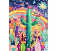 Yeerum 5D Diamond Art Kits Adults Cactus Round Full Drill, DIY Diamond Painting Landscapes Kits for Beginner Embroidery Cross Stitch Arts Crafts Home Decoration 30x40cm