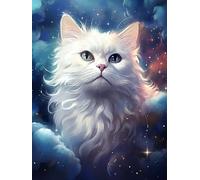 Yeerum 5D Diamond Painting by Numbers Kits for Adults Cat Round Full Drill, DIY Diamond Art Animal Kits for Beginner Embroidery Cross Stitch Arts Crafts Home Decoration 30x40cm