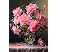 Yeerum 5D Diamond Painting by Numbers Kits for Adults Flower Round Full Drill, DIY Diamond Art Scenery Kits for Beginner Embroidery Cross Stitch Arts Crafts Home Decoration 30x40cm