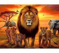 Yeerum 5D Diamond Painting by Numbers Kits for Adults Lion Round Full Drill, DIY Diamond Art Animals Kits for Beginner Embroidery Cross Stitch Arts Crafts Home Decoration 30x40cm