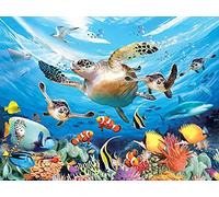 Yeerum 5D Diamond Painting by Numbers Kits for Adults Sea Turtle Fish Round Full Drill, DIY Diamond Art Ocean animalKits for Beginner Embroidery Cross Stitch Arts Crafts Home Decoration 30x40cm