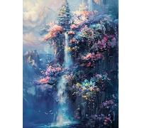 Yeerum 5D Diamond Painting by Numbers Kits for Adults Waterfall Round Full Drill, DIY Diamond Art Landscapes Kits for Beginner Embroidery Cross Stitch Arts Crafts Home Decoration 30x40cm