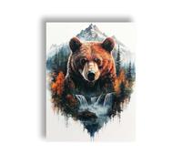 Yeerumo 5D Diamond Art Kits Adults Bear Round Full Drill, DIYAnimals Diamond Painting Kits for Beginner Embroidery Crystal Art Crafts Home Decoration 30x40cm