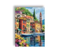 Yeerumo 5D Diamond Art Kits Adults Town Round Full Drill, DIYLandscape Diamond Painting Kits for Beginner Embroidery Crystal Art Crafts Home Decoration 30x40cm