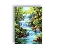 Yeerumo 5D Diamond Art Kits Adults Waterfall Round Full Drill, DIYLandscape Diamond Painting Kits for Beginner Embroidery Crystal Art Crafts Home Decoration 30x40cm