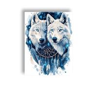 Yeerumo 5D Diamond Art Kits Adults Wolf Round Full Drill, DIYAnimals Diamond Painting Kits for Beginner Embroidery Crystal Art Crafts Home Decoration 30x40cm