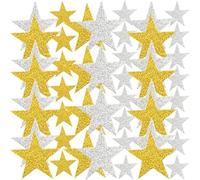 Yeesabella 100 PCS Star Stickers, Gold & Silver Glitter Foam Star Stickers Self Adhesive Mini Teacher Reward Scrapbook Stars for Crafts Art Craft Classroom