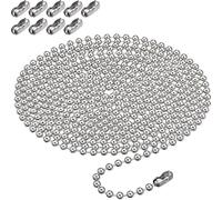 Yeesabella 10Pcs Blind Chain Connectors with 3m Roller Blind Chain,Ball Chain Connectors for Roller,Bead Chain Spare Parts,Stainless Steel Clips for Vertical Blinds and Curtain Repair