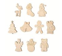 Yeesabella 10Pcs Wooden Christmas Snowman Crafts to Paint DIY Snowman,Unfinished Wood Slices,Xmas Tree Wooden Coloring Craft, Painting Kit Santa Gifts