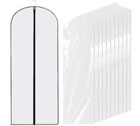 Yeesabella 11 PCS Dress Bags Covers long,Waterproof Dustproof Dress Covers Garment bags Full Length,Garment Covers Translucent with Zip for Long Dress Shirts Suits Jackets Coats Storage