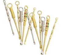 Yeesabella 12pcs Mini Snuff Spoon Set,Metal Tiny Medicine Powder Micro Smoke Scoops Shovel Spoon, Small Necklace Pendants Tableware Tools