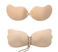 Yeesabella 2 Pairs Sticky Bra Push Up,Stick On Bra Beige,Women's Strapless Sticky Push Up Bra,Invisible Push Up Bra for Low Cut Dress,Weddings Parties Dances