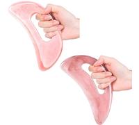 Yeesabella 2 PCS Gua Sha Stone Full Body Gua Sha Massager Guasha Stone Tool Lymphatic Drainage Massager Sculpting Anti Cellulite Guasha Scraper for Full Body Men Women Pink Plastic