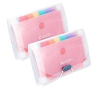 Yeesabella 2PCS A6 Flashcard Organiser with Colourful Labels,13 Pockets and 7 Pockets Expanding File Folder for Cards,Ideal for Studying, Office, and Home Use