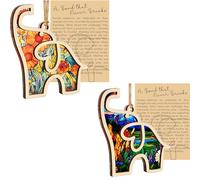 Yeesabella 2pcs Friendship Elephant Ornament with Story Card,Cute Flower Pattern Friends Sisterhood Friendship Gifts for Women