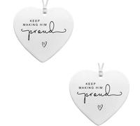 Yeesabella 2pcs Memorial Ceramic Pendants Hug Token,Keep Making Him Proud Bereavement Keepsake Hanging Ornament,Loss of Loved One,Thinking of You