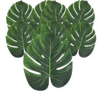 Yeesabella 35 PCS Fake Leaves Artificial Palm Leaves Tropical Palm Leaves Monstera Leaves for Hawaiian Luau Safari Beach Jungle Theme Party Banquet Table Decorations