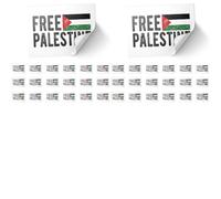 Yeesabella 40 X Free Palestine Stickers for Laptops, Scrapbooks, Festivals, and Crafts,Palestinian Flag Decals Red, Green, White and Black Stickers with Free Palestine Text,8.5cm x 5.5cm