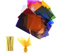 Yeesabella 40PCS Colored Cellophane Sheets - Colored Transparency Sheets for Crafts, DIY Arts & Candy Decoration