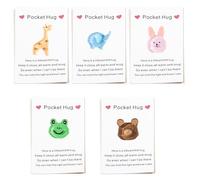 Yeesabella 5pcs Pocket Hug,Cute Mini Giraffe Turtle Elephant Rabbit Frog presented on Cute Card,Good Luck for Him for Her Birthday, Christmas