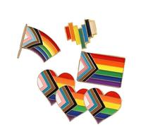Yeesabella 6pcs Pride Accessories Pin,Heart Progress Flag Love Pin Badge For Pride Parade Celebration,Rainbow Lesbian LGBTQ Bisexual Gay Pride Accessories