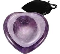 Yeesabella Amethyst Crystal Thumb Worry Stone Heart Shape Healing Crystals Gifts for Women Beginner Anxiety Healing Crystals Stress Relief Polished Pocket Palm Stone for Meditation Reiki Healing