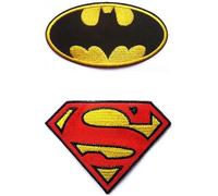 Yeesabella Batman Dark Knight and Superman Superhero Iron on Sew on Embroidered Patch Badge Applique Motif