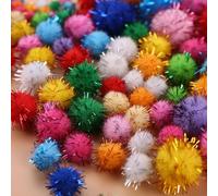 Yeesabella Glitter Pom Poms - Pack of 200,Craft Essentials for Arts and Crafts