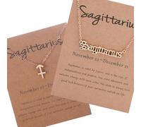 Yeesabella Star Sign Sagittarius Astrology Necklace Zodiac Pendant 18K Gold Plated Pendant Horoscope Constellations Necklace for Women Girls