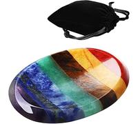 Yeesabella Thumb Worry Stone for Anxiety with Velvet Bag - 7 Chakra Healing Crystal Oval Pocket Palm Stone Gemstones for Reiki Balancing Meditation and Anxiety Relief
