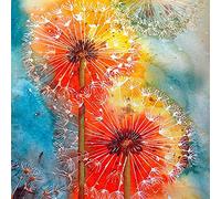 YEESAM ART 5D DIY Diamond Painting Full Drill Kits for Adults - Dandelion Orange Flower 30x30cm - Diamond Art Painting Kits Rhinestone Cross Stitch Embroidery for Home Decoration