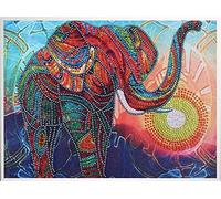 YEESAM ART 5D DIY Diamond Painting Full Drill Kits for Adults - Elephant Sun Abstract 30x40cm - Diamond Art Painting Kits Rhinestone Cross Stitch Embroidery for Home Decoration