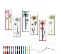 YEESAM ART 6 Pack Cross Stitch Bookmarks Kits Pre Printed for Adults & Beginners The Language of Flowers, 11ct DIY Stamped Cross-Stitch Embroidery Bookmark Making Kit for Gift 47x28cm
