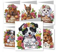 YEESAM ART 6pcs Diamond Art Cards Kits A Furry Friend’s Confession, DIY Crystal Painting Art Greeting Cards Sets with Diamond Painting Tools Envelopes Xmas Anniversary Mosaic Festival Craft Gift