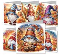 YEESAM ART 6pcs Diamond Art Cards Kits Singer of Autumn Nights, DIY Crystal Painting Art Greeting Cards Sets with Diamond Painting Tools Envelopes Xmas Anniversary Mosaic Festival Craft Gift