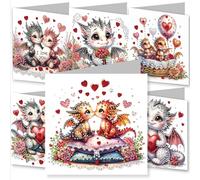 YEESAM ART 6pcs Diamond Art Valentine's Day Cards Kits Longbao, DIY Crystal Painting Art Greeting Cards Sets with Diamond Painting Tools Envelopes Xmas Anniversary Mosaic Festival Craft Gift