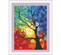 YEESAM ART Cross Stitch Kits Easy Patterns Embroidery for The Colorful Tree Craft Cross-Stitch Kits-11CT 36×46cm, Needlework Kit DIY Artwork for Adults Kids Girls Home Wall Decoration