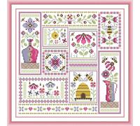 YEESAM ART Cross Stitch Kits for Adults Beginners Bees in The Garden Pre Printed 11ct, DIY Stamped Embroidery Starter Kit Easy Sewing Set Home Decor