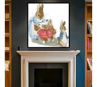 YEESAM Art Cross Stitch Kits for Adults Beginners Bunny Rabbits Family Pre Printed or Unprinted Counted, DIY Embroidery Starter Kit Stamped or Unstamped Easy Sewing Set (11ct Printed)