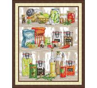 YEESAM ART Cross Stitch Kits for Adults Beginners Gourmet Cabinet Pre Printed 11ct, DIY Stamped Embroidery Starter Kit Easy Sewing Set Home Decor